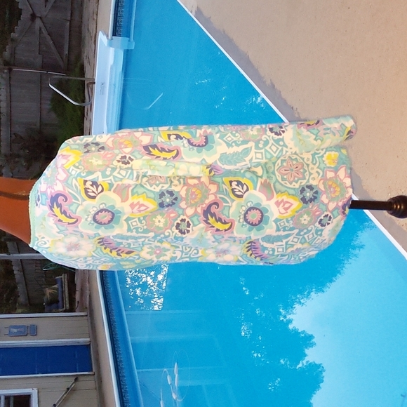 Real Comfort by Chadwick's Turquoise, White, Lavender & Lime Colors V-Neck Tun - Picture 3 of 11